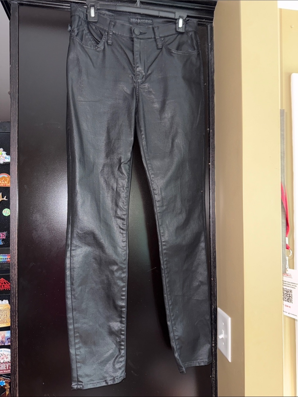 Rock & Republic Black Coated Skinny Pants
